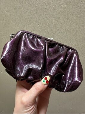 Women’s Metallic Purple Gathered Clutch